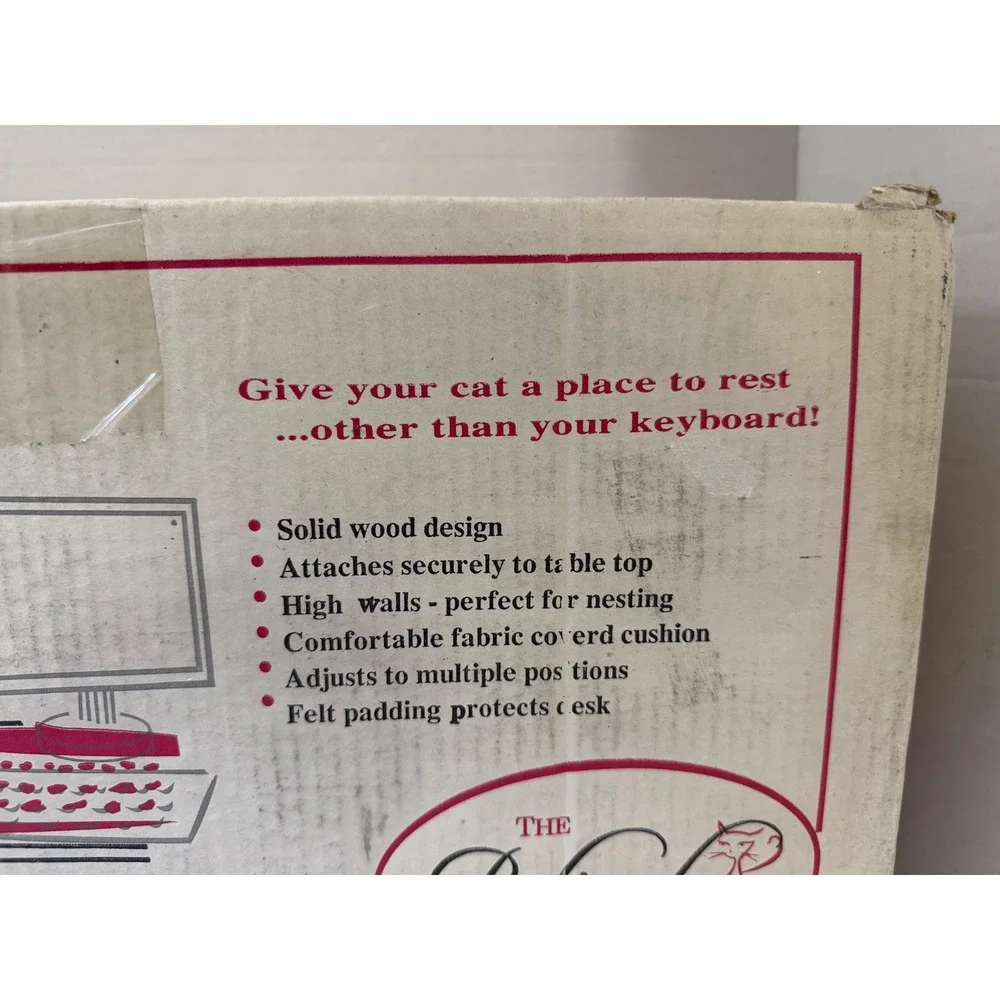 The Refined Feline Kit-In-Box Solid Wood Desk Side Cat Bed Cherry Finish